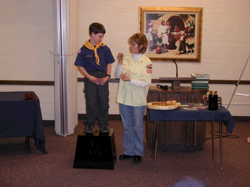 Clark getting his first cub scout award - that's right, we have three more years of cub scouts!