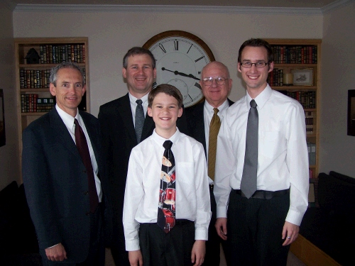 Elliot was ordained on his 12th birthday.  Bishop Perry came over and Alan ordained him with the help of Grandpa Wally and Phillip. It was special for the family all to be there.