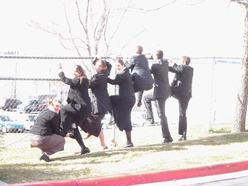 I guess this is the traditional "trying to get out of the MTC" photo.  Loren is second from the right.