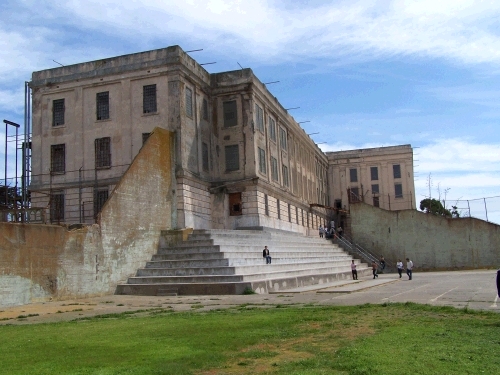 Looking back towards the penitentary.  I'm the little person on the big stairs.  