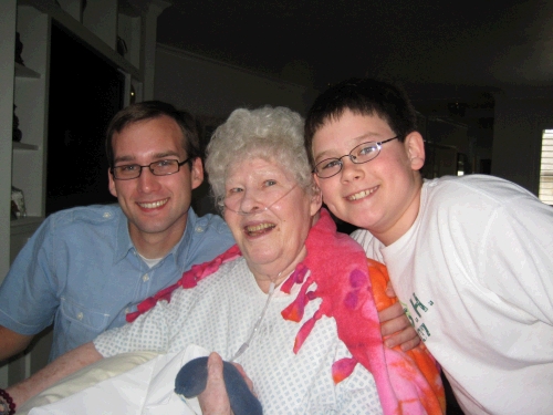 Aunt Shirley came to Wally and Pat's home for Easter dinner. She was happy to have a change of scenery.