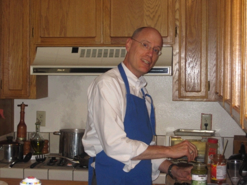 Our cousin Kurt Sandholtz making pasta for Sunday dinner.