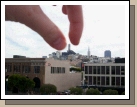 Elliot trying to pick up Coit Tower -- couldn't quite do it!