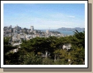 The view from Coit Tower parking lot.  If you look closely, you can see the Golden Gate Bridge in the distance.