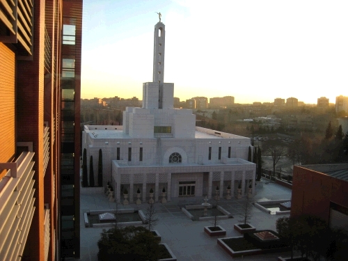 Looking out the window at the CCM (Spanish for MTC).  The temple as the sun starts to set.