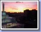 The Madrid Temple at sunset.