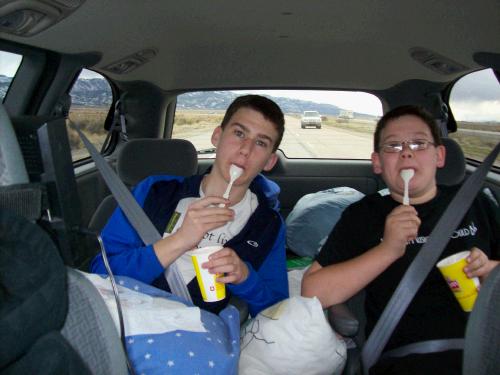 Elliot and Clark convinced me that a Wendy's frosty would help them survive the long all-day drive.  