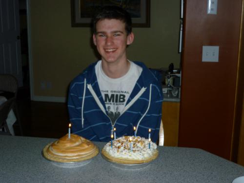 When you can't decide which pie to have, you get to have two! Note the 1 candle on the left and 6 on the right -- that makes 16!