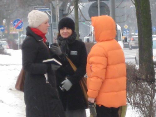 Contacting people on the streets of Poznan.