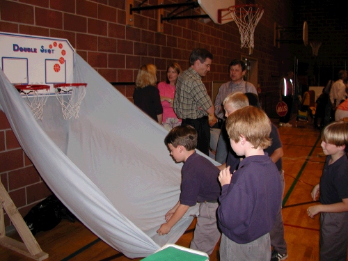 The only problem with the invention was getting it to the school.  But we did and it was a hit -- every kid wanted to shoot the ball.