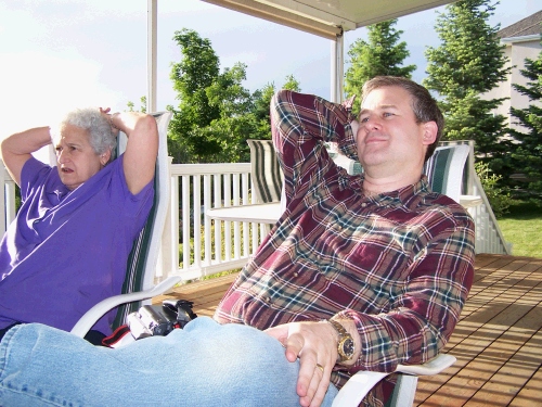 Alan wearing flannel on Memorial Day - that's how not hot it was!