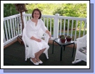 Tess on our deck just before leaving for graduation.