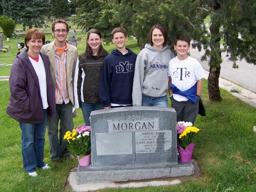 The annual trip to Salt Lake City Cemetery to clean up, trim the grass around the cement and leave flowers.