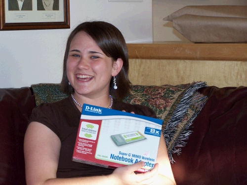 Tess also needed a wireless card -- another testimony that people can get very excited about receiving something they really need.