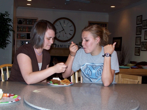 Tess sharing a little bit of each kind with her friend Laurel.