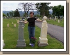 Here we are at the Mount Pleasant cemetery.  I am standing between my great great grandparents on my mother's side, James Harvey Tidwell and Emma Sanders Tidwell.  Madeleine "trekked" for Emma last summer.  She was born in Nauvoo and was given her name by the Prophet Joseph Smith. She has a great story about being stolen out of the back of the wagon while crossing the plains, by Indians intrigued with her red hair.  Of course she was rescued!