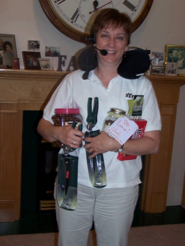 Clark insisited on taking a picture of me holding all of my gifts.  What you can't see are the really fun blue garden clogs I have on my feet!