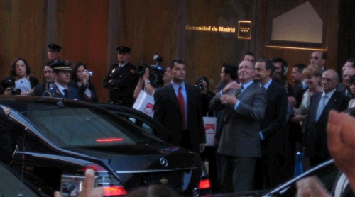 The King of Spain (in the gray suit looking up.)