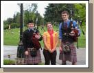 Laughing the whole time, Madeleine dared Tess to dare her to get her picture taken with these two Scottish honeys.  Meanwhile the boys were off to partake of the free hot dogs, soda and cookies!  Betcha didn't know visiting cemeteries could be so fun?!