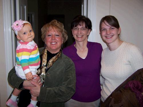 Alan's cousins Cindy Savage with her first granddaughter Ava, and Denise Dalton with her newly married daughter Bonnie.