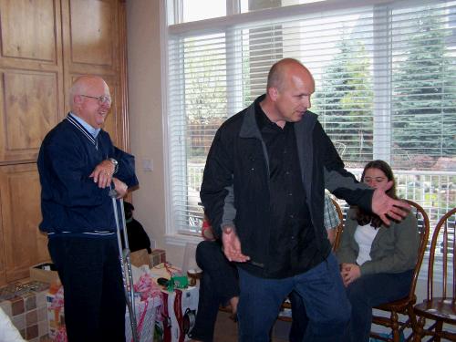 The boys started invading -- Grandpa Wally and Scott Savage wondering is there any food left?