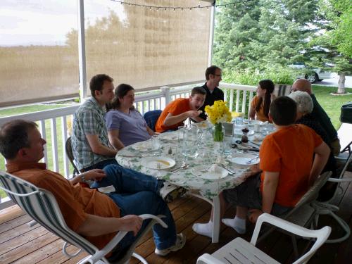 Summer birthday picnic on the deck.