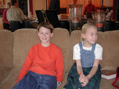 Elliot with his cousin Adelheid.  I had to force to them to sit closer together so I could take their picture.  You would have thought boys shouldn't like girls!