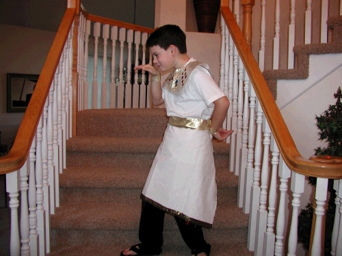 Clark the Egyptian ready to head to school for Egyptian Day and all it entails.