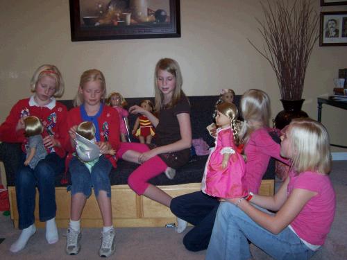 The girlie cousins all had their American Girl Dolls to take to the sleepover at Aunt Melinda's house that night.