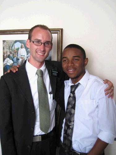 Mariano Vidal Nchuchuma Obiang from Equatorial Guinea. He is so faithful in coming to church--white shirt, tie, and all--and he loves to help us out in lessons when he can. He's one of my favorite recent converts. So solid!