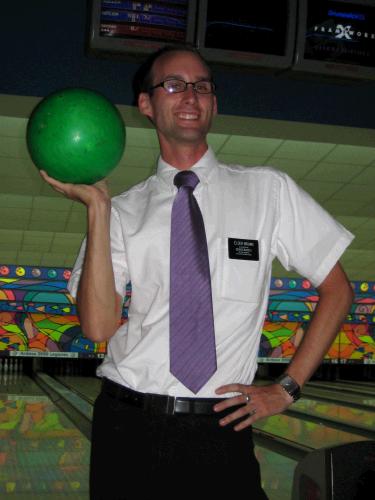 Bowling on preparation day, at the same bowling alley I went to for my birthday last year.