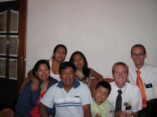 The Caiza family. We visited this less-active family often. Yolanda and her husband, Jose Luis, are in the front, and two of their daughters are behind. 