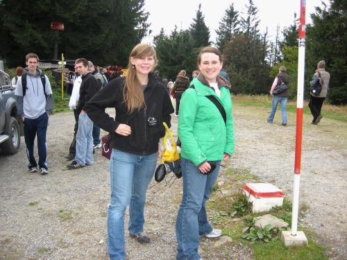 One foot in Poland and one foot in the Czech Republic.