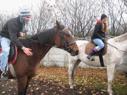 Fun p-day where we got invited over to an investigator's house to ride their horses.  Sister Rouse is on the right.