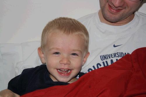 Daniel playing under the blanket with Phillip.  You can tell that Daniel was the star of this Thanksgiving photo shoot!  He's just so darn cute!