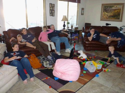 Gathering to watch the BYU vs. UofU football game Saturday.