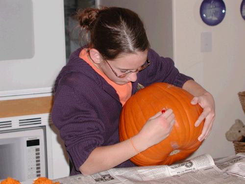 Madeleine did her own carving this year.