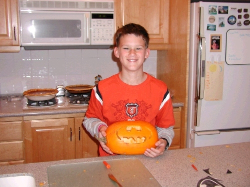 Elliot with his Batman pumpkin.