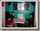 Here we are in the earthquake cafe, where you get to choose the magnitude of your very own earthquake.  Notice the swinging light fixture.  I was holding on so that I could even stay on my seat!