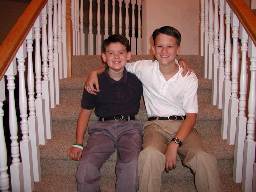 Clark and Elliot genuinely excited for the first day of school.