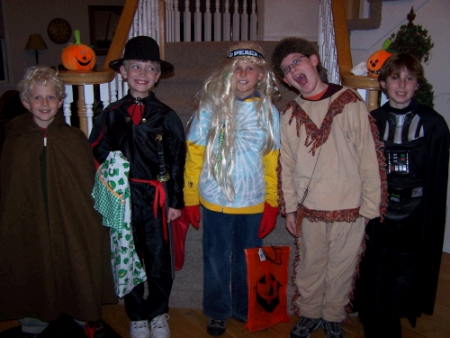 Clark with his neighborhood friends and one school friend -- ready to hit the street!