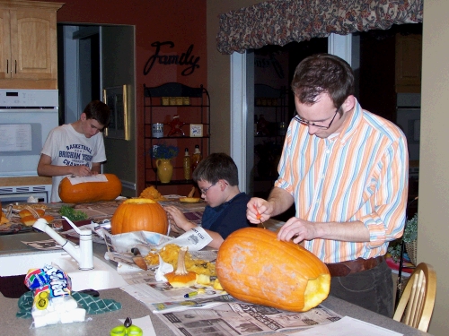 Carving pumpkins...a favorite Family Home Evening activity.