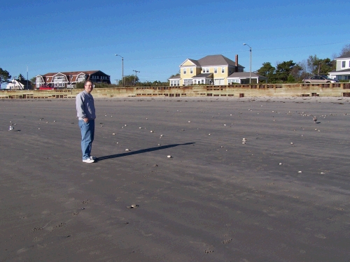 The beach across the street from our house.  The morning after the storm, the beach was covered with huge clams just sitting on the surface for anyone who wanted to go home and make some wonderful clam chowder...