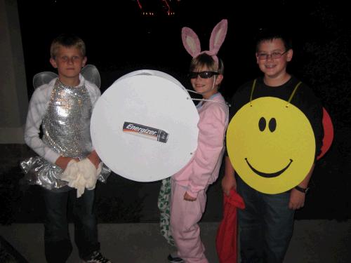 Clark with his friends Grant Valentine (the tooth fairy) and Nicholas Stewart (the Energizer Bunny.)  The cute part of their story is that Clark came home and said that after a while they took turns carrying the drum.  So much for the battery that keeps on going, and going, and going....