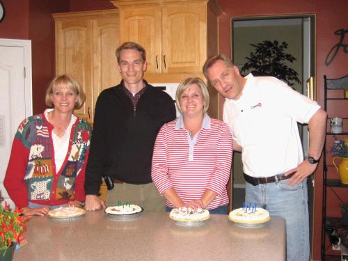 The "fall" birthday group.  Megan, Matt, Melanie and Mark.