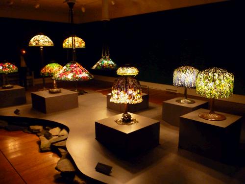 A beautiful collection of Tiffany lamps.