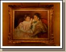 This portrait, which the Museum purchsed in 1996, was made at Mary Cassatts country house outside Paris, where Mrs. Havemeyer and her two daugheters, Adaline (9) and Electra (7) were visiting.  It hangs in the entry.