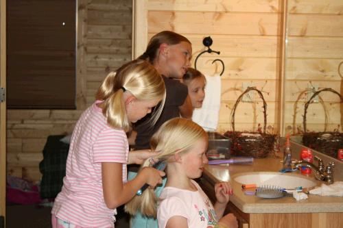 There were dormitories in the basement - one for the girls and one for the boys.  The girls had a great time fixing their own hair and each other's hair.