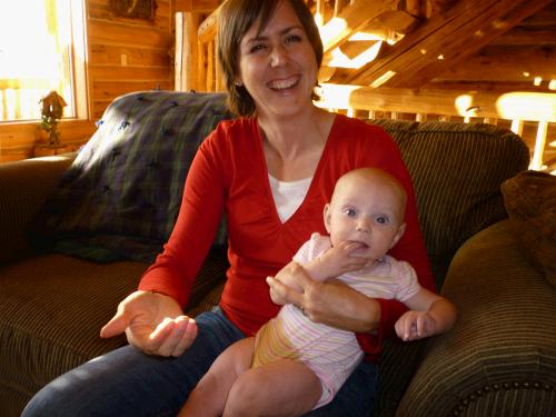 Elasha with her new baby, Kate.  Kate somehow managed to "do" her dirty diaper up the front instead of the traditional up the back style.  So clever, it was worthy of a picture!