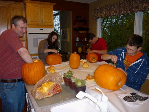 Alan scraping out yet another pumpkin -- I think he did 5 in one evening!